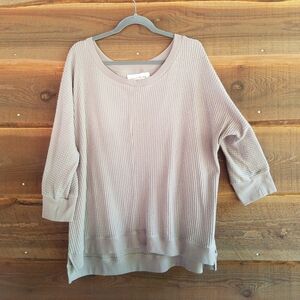 French Laundry Beige Light Brown Sweater | Subtle Waffle Texture | Fall Staple